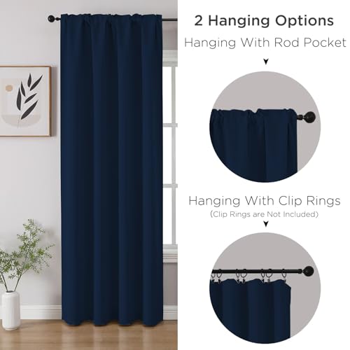 Navy Blue Blackout Curtains 84 inch Length 2 Panels Set (Navy Blue / 52"W x 84"L (Pack of 2))