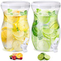 2 Pcs 1 Gallon Plastic Beverage Dispenser with Spigot Clear Summer Kitchen Fridge Drink Dispenser for Parties Lemonade Juice Tea Beer Cold Water (White / Gourd)