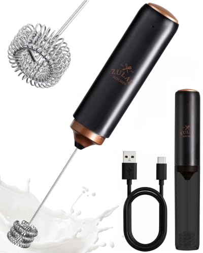 Rechargeable Milk Frother Handheld (Dark Black Copper / Rechargeable Z1 Motor Max)