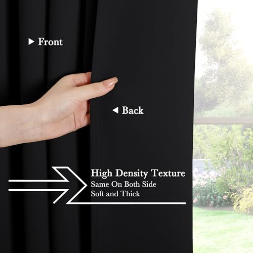 Blackout Curtains Thermal Insulated Window Treatment Panels Back Tab (Black / 70"W x 84"L (Pack of 2))