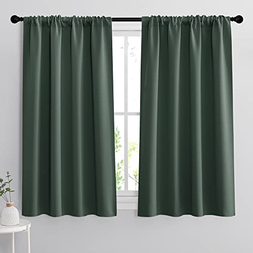 54 inch Blackout Curtains for Living Room Bedroom (Dark Green / 42"W x 54"L (Pack of 2))