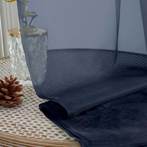 Navy Blue Sheer Curtains 84 Inches Long 2 Panels (Navy Blue / 59"W x 84"L (Pack of 2))