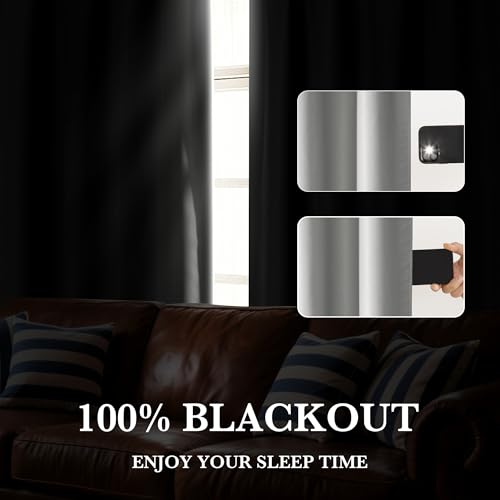 Bedroom Blackout Curtains 84 inches Long (100% Blackout - Sliver Grey / 42"W x 84"L (Pack of 2))