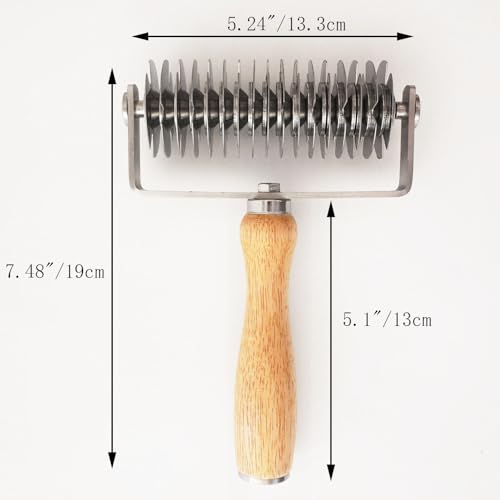 Stainless Steel Pastry Lattice Roller Cutter with Wood Handle