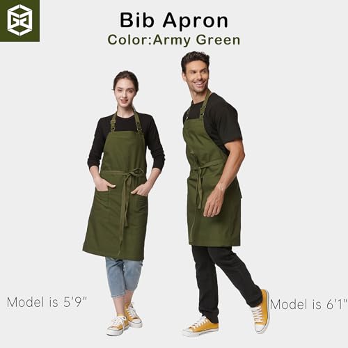 Chef Men Canvas Waterproof Apron Pocket 4251GB (10 Pack / Army Green)