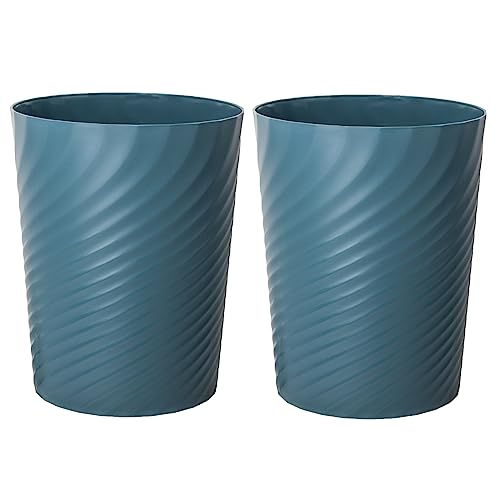 Plastic Small Bathroom Trash Can Wastebasket Garbage (Dark Blue / 1.8 Gallon/2 Pack)