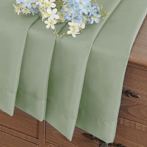 Sage Green Valances for Windows 14 inch Length 2 Panels (42"W x 14"L (Pack of 2) / Sage Green)