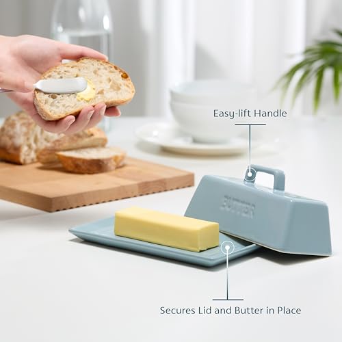 Ceramic Butter Dish with Lid (Casper Blue)