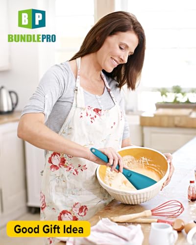 Silicone Cooking Spoons for Nonstick Cookware (Blue)