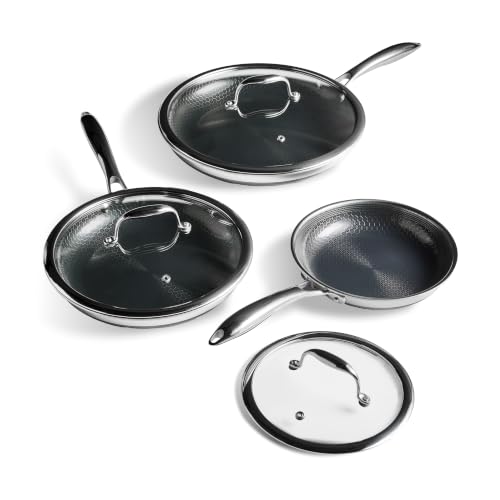 6pc Hybrid Nonstick Frying Pans Set with Lids