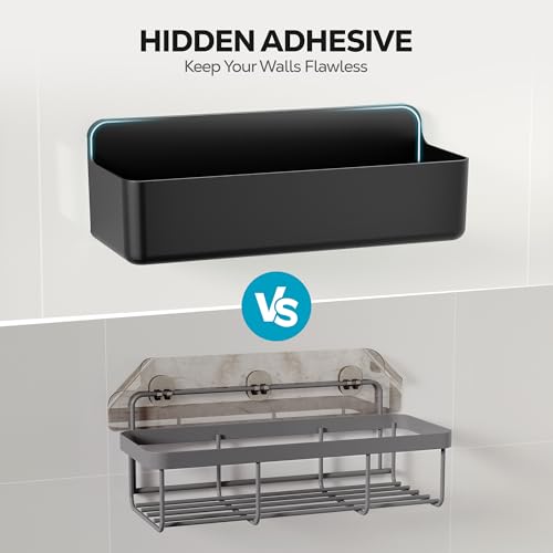 Adhesive Shower Shelves (Black / 4 pieces)