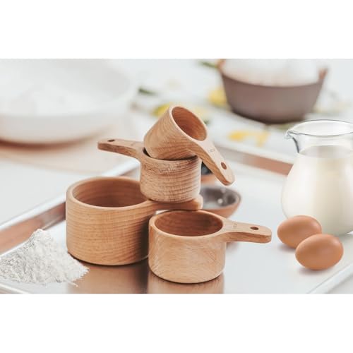 Wooden Measuring Cups and Spoons Set (A - 10pcs Measuring cups and spoons)