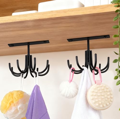 Metal Under Cabinet Kitchen Utensil Hooks (Metal-black)