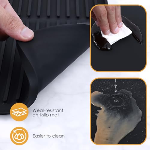 Silicone Coffee Mat with Raised Edges (Black / 11.8" x 19.7")