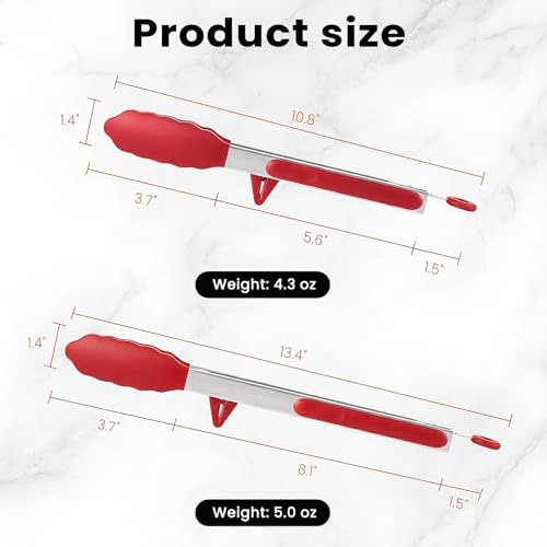 Kitchen Cooking Tongs Set (Red)
