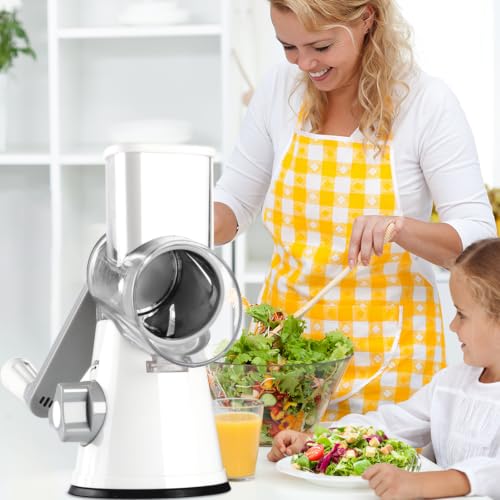 Rotary Cheese Grater Hand Crank (3 blades / A-White)