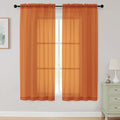 Sheer Orange Curtains for Bedroom Living Room 63 Inch Length 2 Panels (Orange / 42"W x 63"L (Pack of 2))