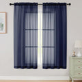 Sheer Navy Blue Curtains for Bedroom Living Room 63 Inch Length 2 Panels (Navy Blue / 42"W x 63"L (Pack of 2))