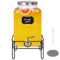 Bululuo 2 Gallon Glass Drink Dispensers for Parties with Stand & Spout (2 Gallon with Stand)