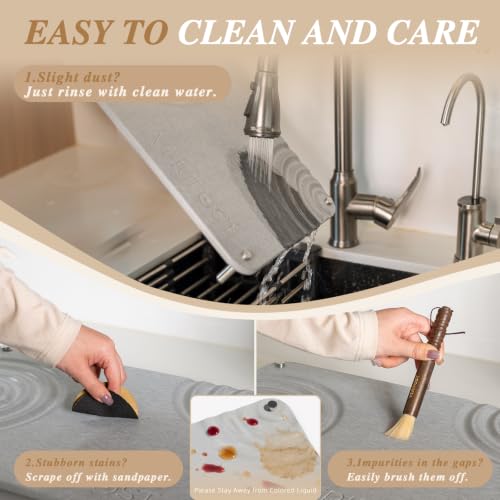 Nested Dish Drying Mat with Bamboo Rack for Dishes (Bamboo Rack Moonlight Gray)