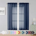 Blue Sheer Curtains 63 Inch Length 2 Panels (Navy Blue / 42"W x 63"L (Pack of 2))