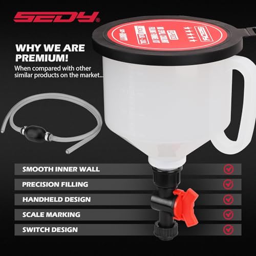 22-Piece No-Spill Coolant Filling Funnel Kit and Siphon Hose Pump, Radiator Coolant Filling Spill-Proof Funnel Kit with Adapters, Extensions, PVC Hose, Engine Oil Funnels, Towel for Universal Vehicle (22 PCS - Pro Kit with Siphon Pump)