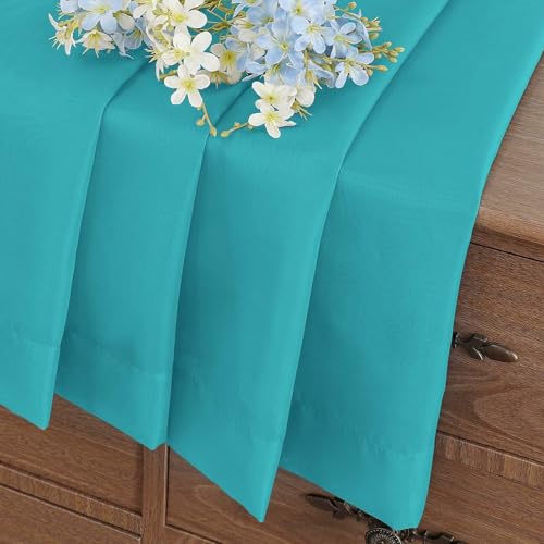 Window Sheer Curtains 54 inch Length (42"W x 54"L (Pack of 2) / Turquoise)