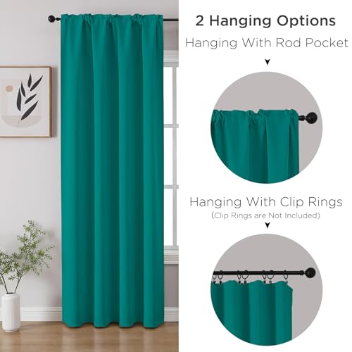 Turquoise Blackout Curtains 84 inch Length 2 Panels Set (Turquoise / 52"W x 84"L (Pack of 2))