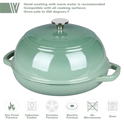 Enameled Cast Iron Dutch Oven Pot with Lid (Sage Green)
