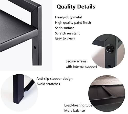 Expandable Cabinet Shelf 10.6"D Adjustable Countertop Riser Rack Black (Black / 10.6"D (wide) - 1 Pack)