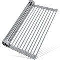 Roll Up Dish Drying Rack (Rectangle-grey / Rectangle: 17.5" x 13")