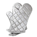 Silver 13" Quilted Oven Mitts Set of 2 Heat Resistant for Kitchen Grill (Silver / 13 inch)
