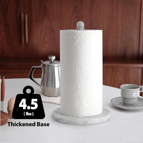African Natural Marble Paper Towel Holder Countertop (White Marble-namib Fantasy Stone Rod / 7" Base)