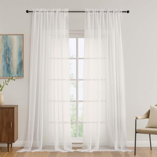 Ivory Bedroom Curtains 96 Length for Farmhouse (Ivory / 59"W x 96"L (Pack of 2))