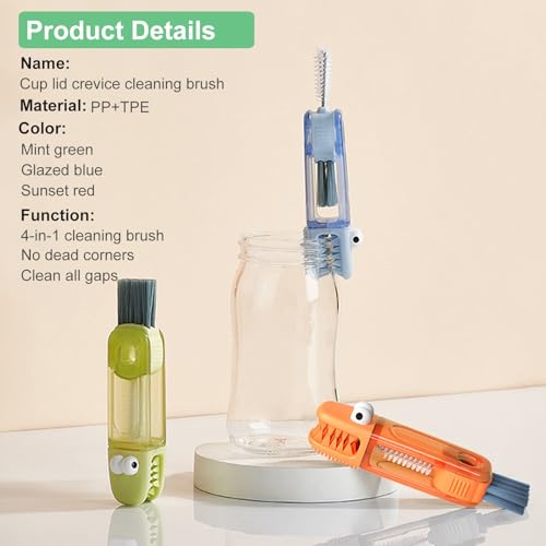 4 in 1 Cup Lid Cleaning Brush (Orange, Blue, Green(3pcs))