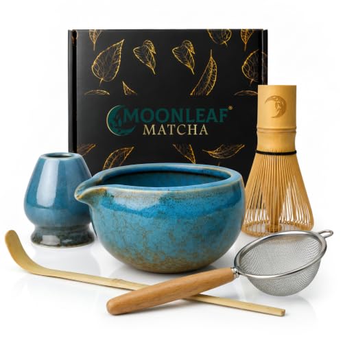 Set | 5-Piece Japanese Matcha Whisk Kit with Ceremonial Ceramic Bowl, Bamboo Whisk, Stainless Sifter, Bamboo Scoop & Holder | Premium Matcha Tea Set Gift for Beginners & Enthusiasts