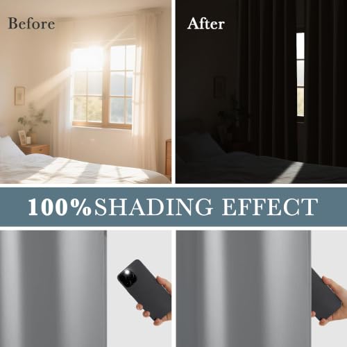 100% Blackout Curtains for Bedroom (100% Blackout-light Grey / 52"W x 96"L (Pack of 2))