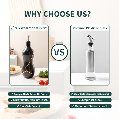 Ceramic Olive Oil Dispenser Bottle (Black)