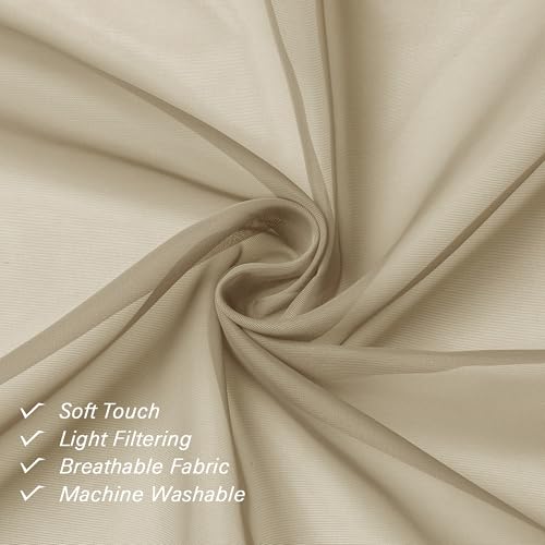 Taupe Sheer Curtains 96 Inches Long 2 Panels (Taupe / 42"W x 96"L (Pack of 2))