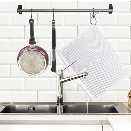 Silicone Dish Drying Mat for Kitchen Counter (White-2pcs / 20" x 15")