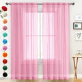 Basic Rod Pocket Sheer Voile Window Curtain Panels Pink 1 Pair 2 Panels 52 Width 84 Inch Long for Kitchen Bedroom Children Living Room Yard（Pink (Pink / 52"W x 84"L (Pack of 2))