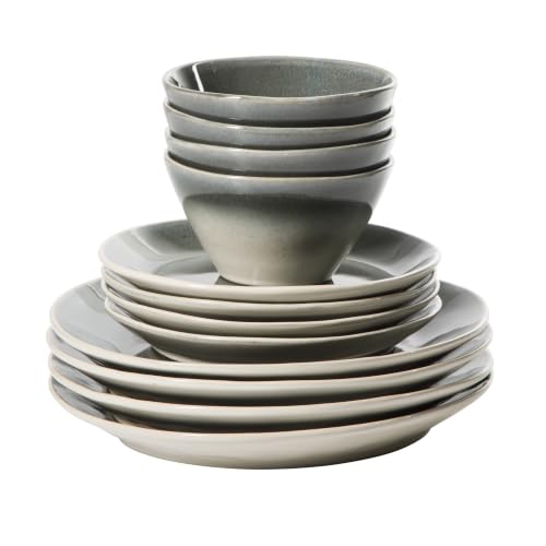 Plates and Bowls Set (Ombre Black (River Delta) / Service for 4 (12pcs))