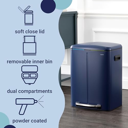 Marco 10.6 Gal Double Bucket Step Trash Can (Denim Blue)