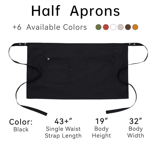 Waist Apron for Men Server Bistro Half 4251BY (10 Pack / Black)