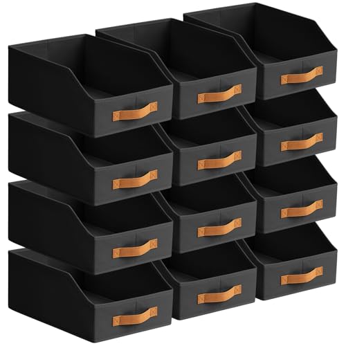 Fabric Storage Bins for Organizing (Black / 12 Pack)