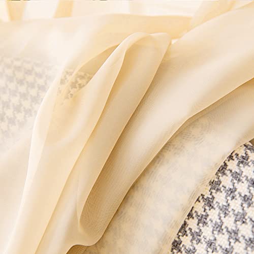 Cream Beige Short Sheer Curtains 2 Panels (Cream Beige / 29"W x 30"L (Pack of 2))
