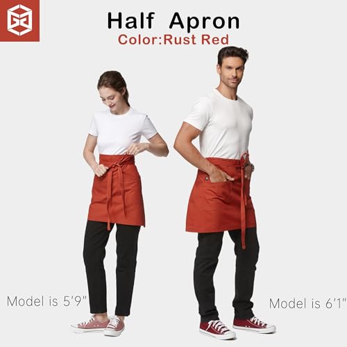 Waist Apron for Men Server Bistro Half 4251BY (1 Pack / Rust Red)