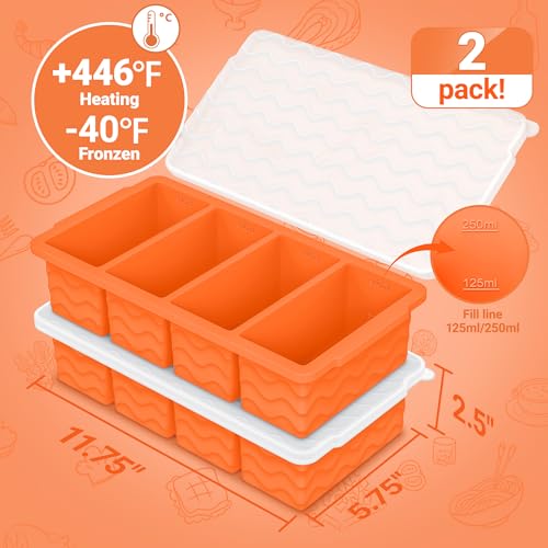 Silicone Freezer Tray for Soup with Lid (Orange)
