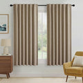 Burlap 100% Blackout Curtains 63 Inch Long for Bedroom Bedroom (Burlap / 52"W x 63"L (Pack of 2))