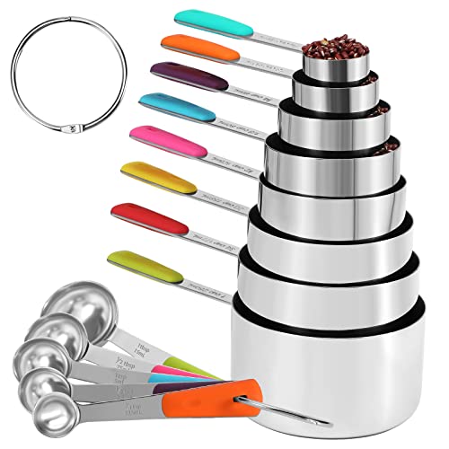 13 Pcs Stainless Steel Measuring Cups & Spoons Set (Colorful)